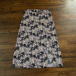 Forever 21 Black Floral Midi Skirt